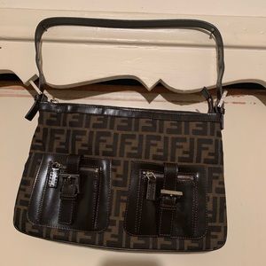 Authentic Fendi Monogram  Leather Zucca Canvas